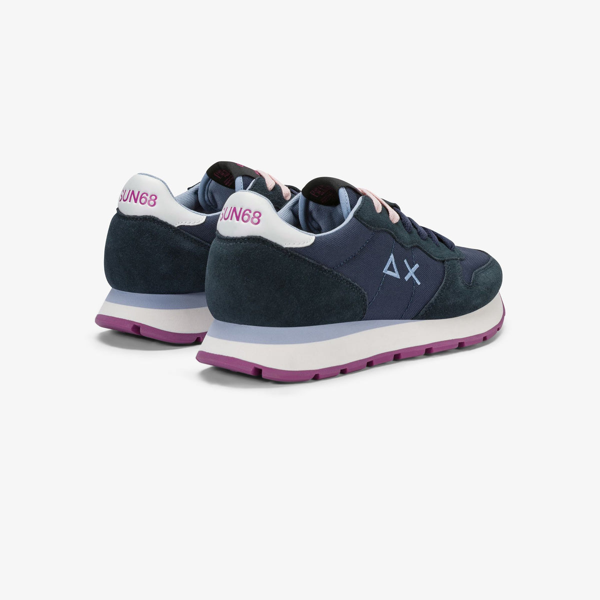 Sun68 Ally Solid, Sneaker Donna Platform - Bianco Panna, Navy Blue