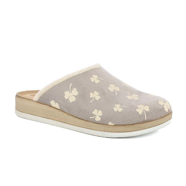 Inblu CT49, Pantofole Donna Con Motivo A Trifoglio - Tortora
