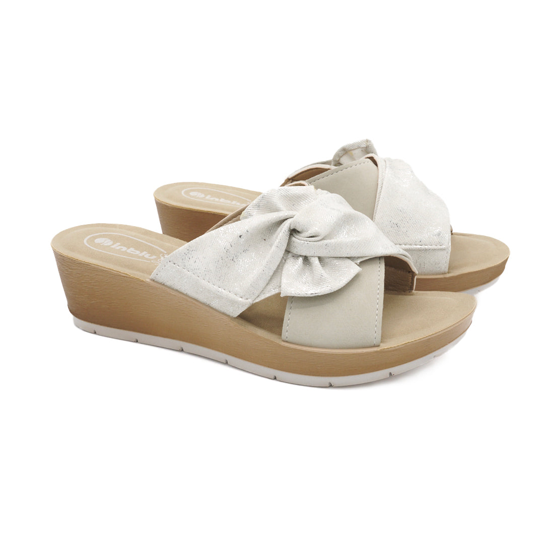 Inblu RN25, Ciabatte Donna a Zeppa con Doppia Fascia Incrociata - Blu