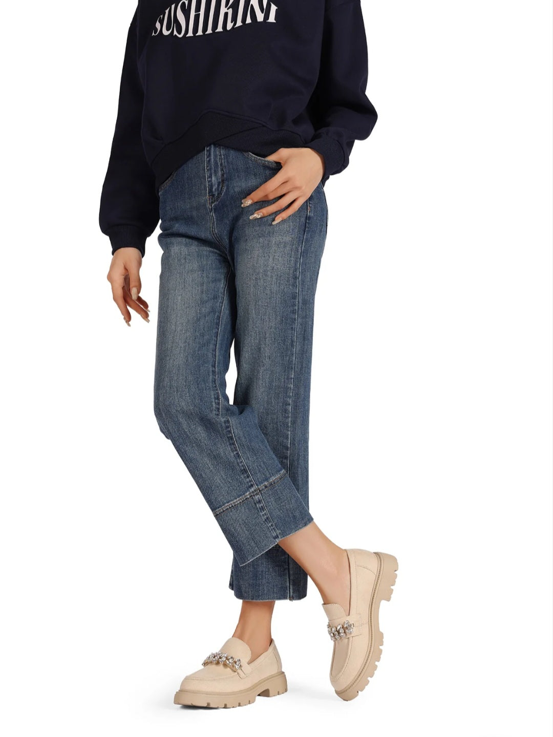 QUEEN HELENA Mocassino Donna Con Fibbia Gioiello (X32-58) - Beige