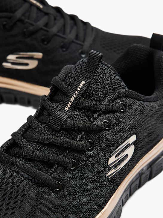 Skechers Graceful-Get Connected 12615, Fitness Donna - Nero/Oro