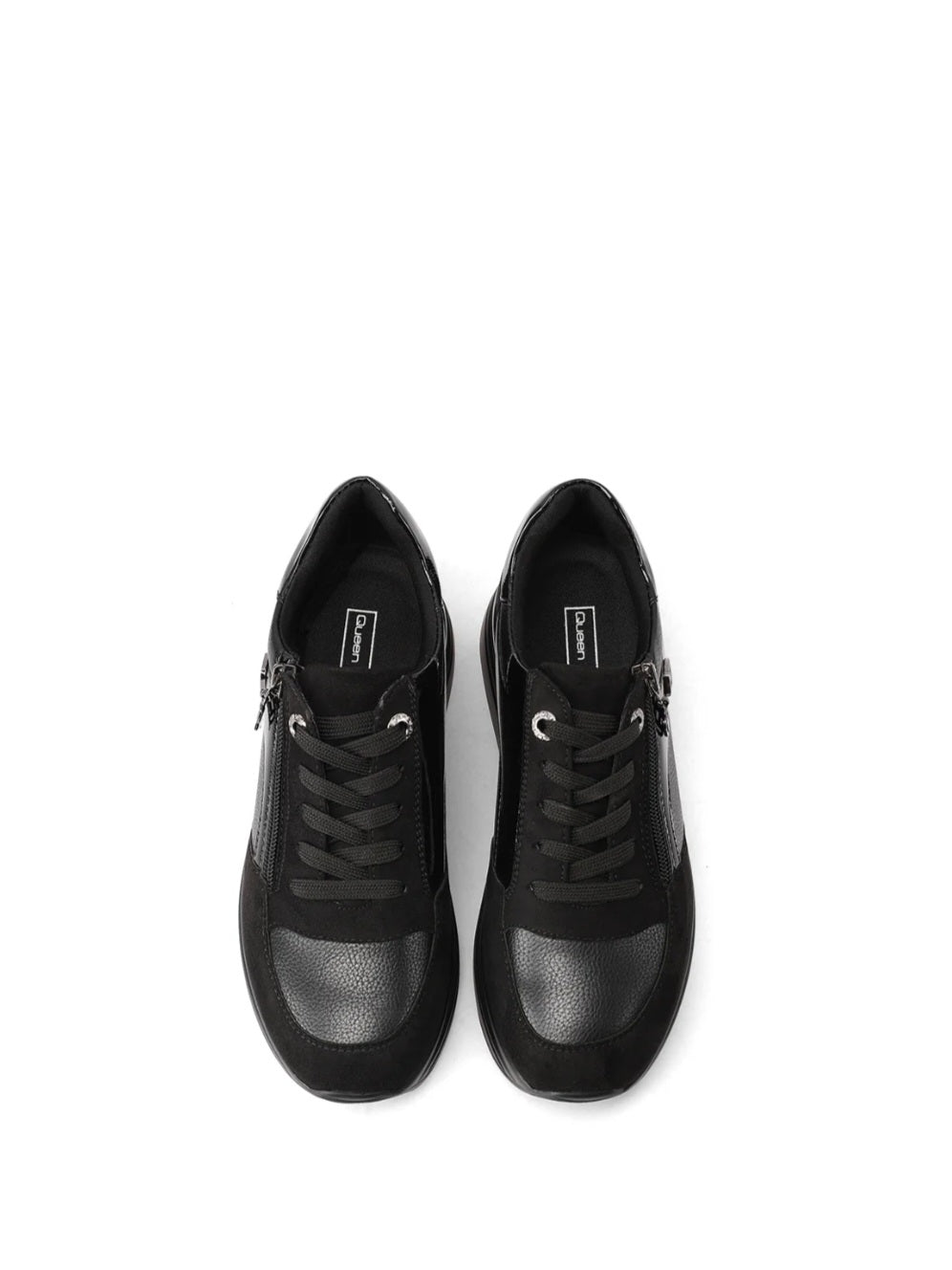 QUEEN HELENA (X33-21), Sneaker Donna Con Zeppa e Zip Laterale - Nero