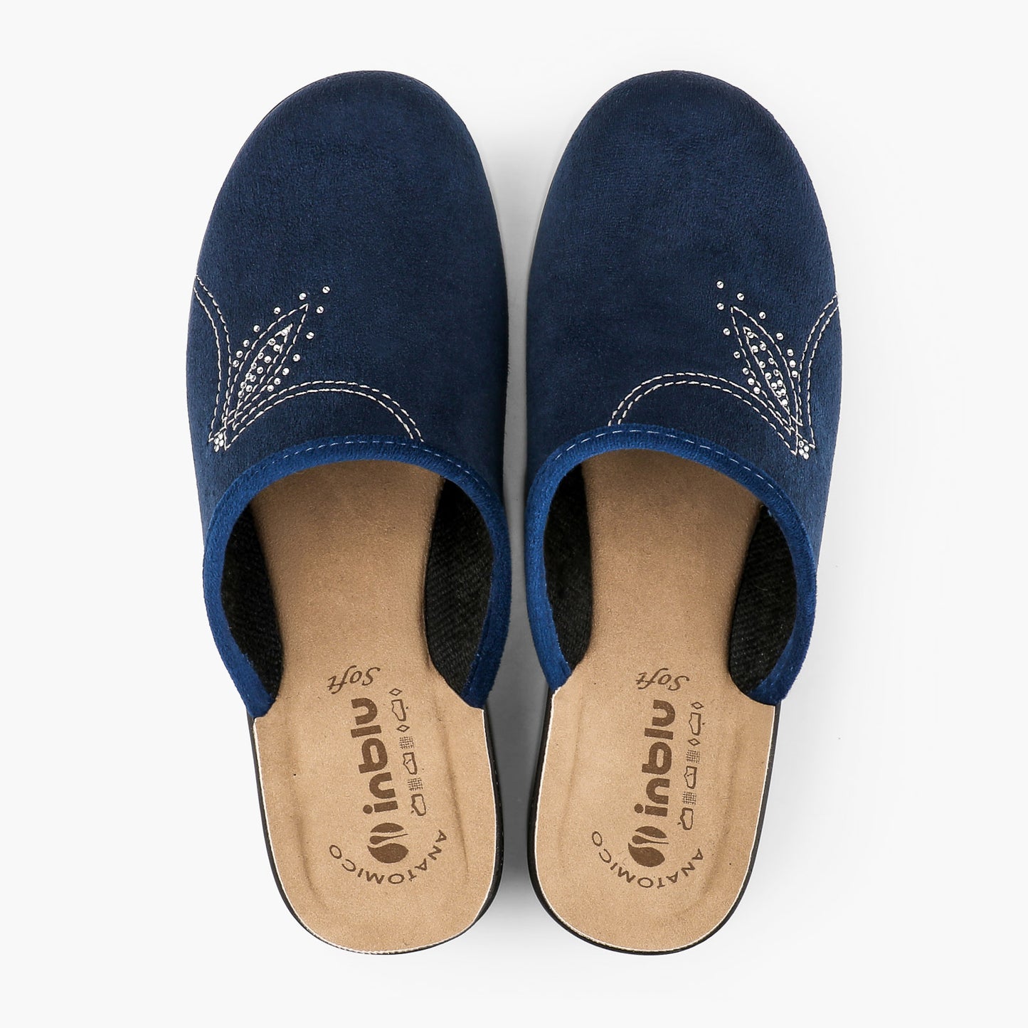 Inblu CF48, Pantofole Donna Decoro Astratto e Brillantini - Grigio, Blu