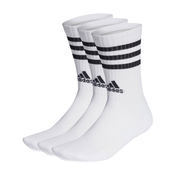 Adidas 3-Stripes Cushioned, Calze Da 3 Paia - Bianco, Nero