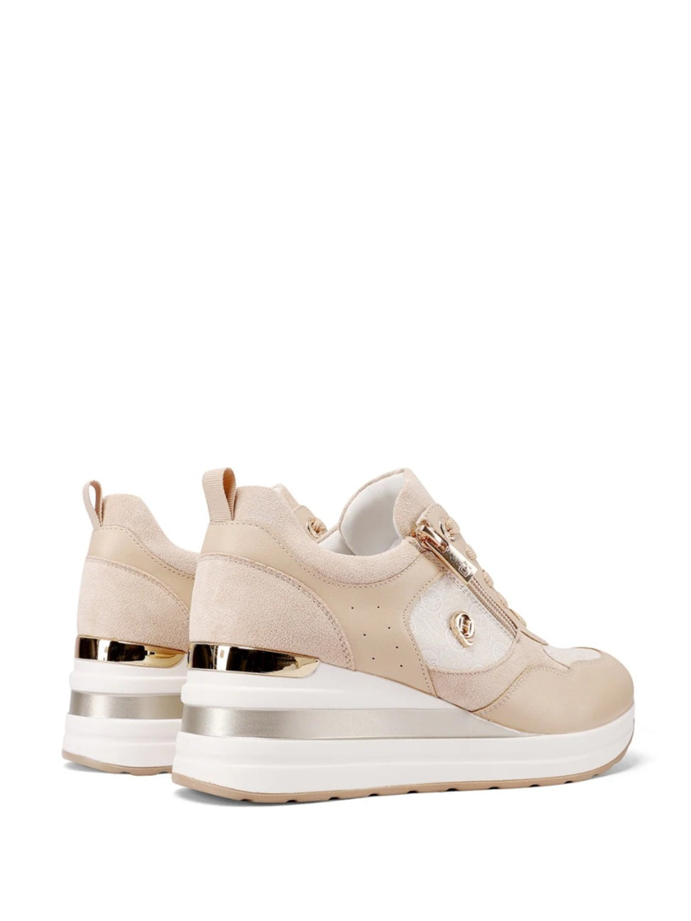 QUEEN HELENA Sneakers con Suola Paltform (X32-23) - Bianco, Beige