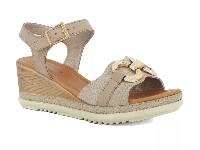 Inblu FK06, Sandalo Donna con Zeppa e Catena - Sabbia