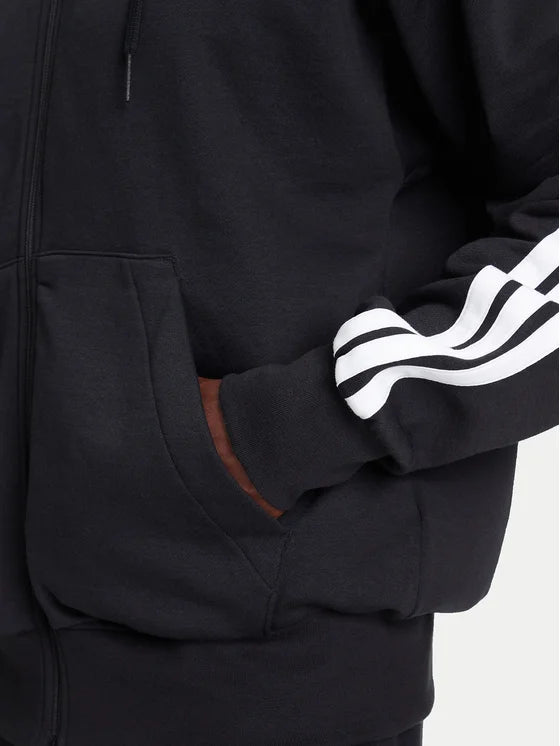 Adidas Essentials 3-Stripes, Felpa Con Zip Uomo - Nero