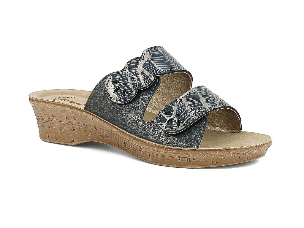 Inblu 2691, Ciabatta Donna Con Doppia Fascia a Strappo - Blu, Sabbia