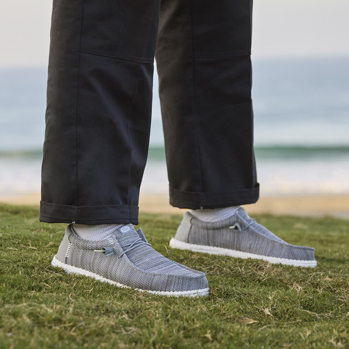 HEY DUDE Wally Stretch Sox - Navy, Grigio/Blu, Grigio/Bianco