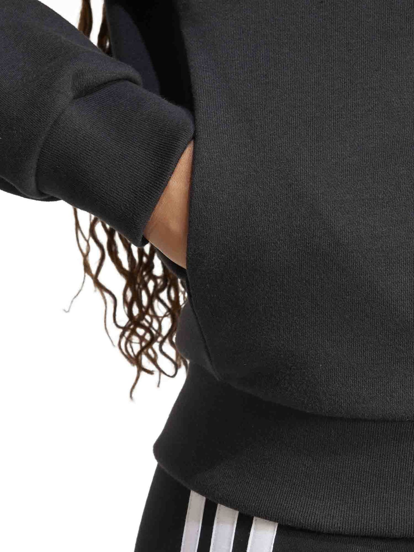 Adidas Essentials Linear Full-Zip French Terry, Felpa Con Zip Donna - Nero