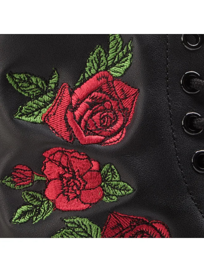 Dr. Martens 1460 Vonda Floral, Anfibi in Pelle Con Fiori - Nero