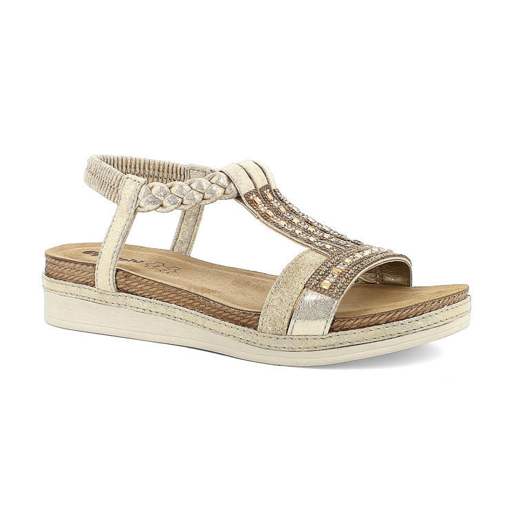 Inblu MF11 Sandali Donna Con Elastico e Fascia Intrecciata - Platino