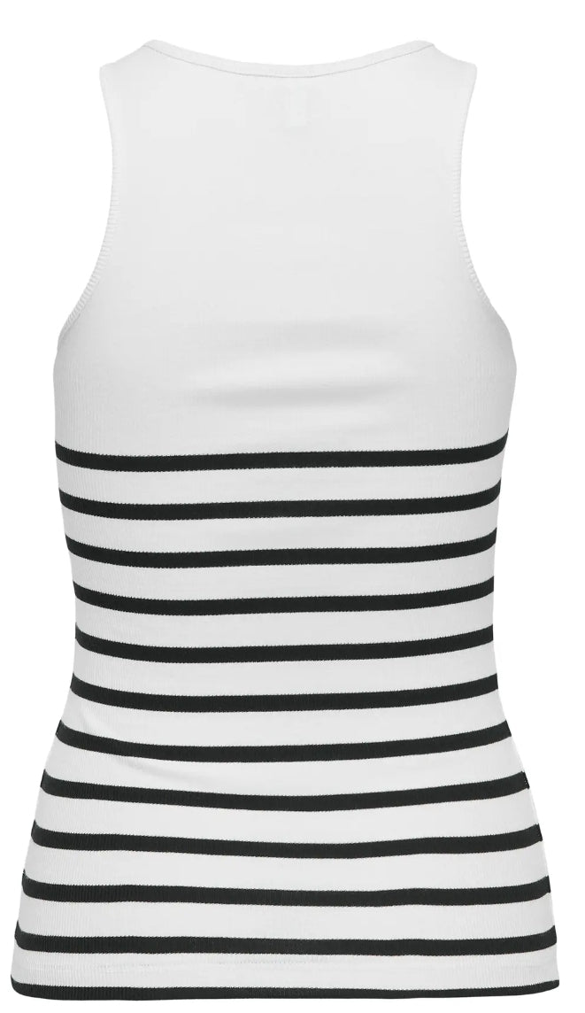 Only ONLKENYA LIFE STRIPE TANK TOP JRS NOOS, Maglietta Senza Maniche Donna - Bianco