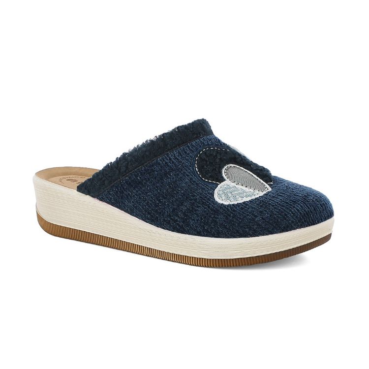 Inblu GC43, Pantofole Donna In Ecopelliccia Con Zeppa e Cuori - Blu