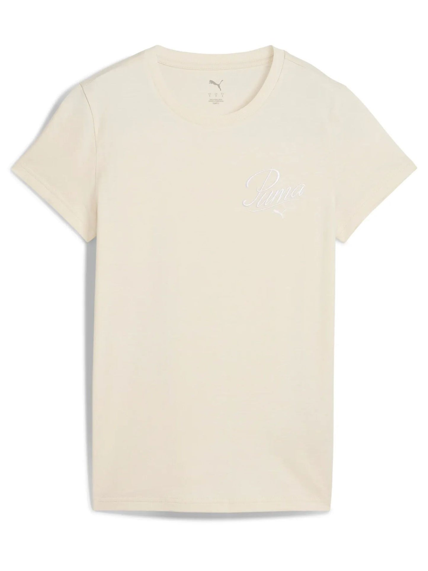 PUMA Ess Script, T-Shirt Donna - Celeste, Nero, Beige