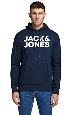 Felpa JACK & JONES - Felpa da uomo con cappuccio e logo, Blu Navy Blazer Dettagli: Reg Fit 19