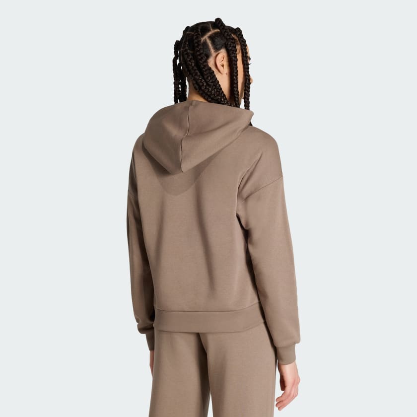 Adidas Essentials Small Logo Feel Cozy, Felpa Con Cappuccio Donna - Khaki