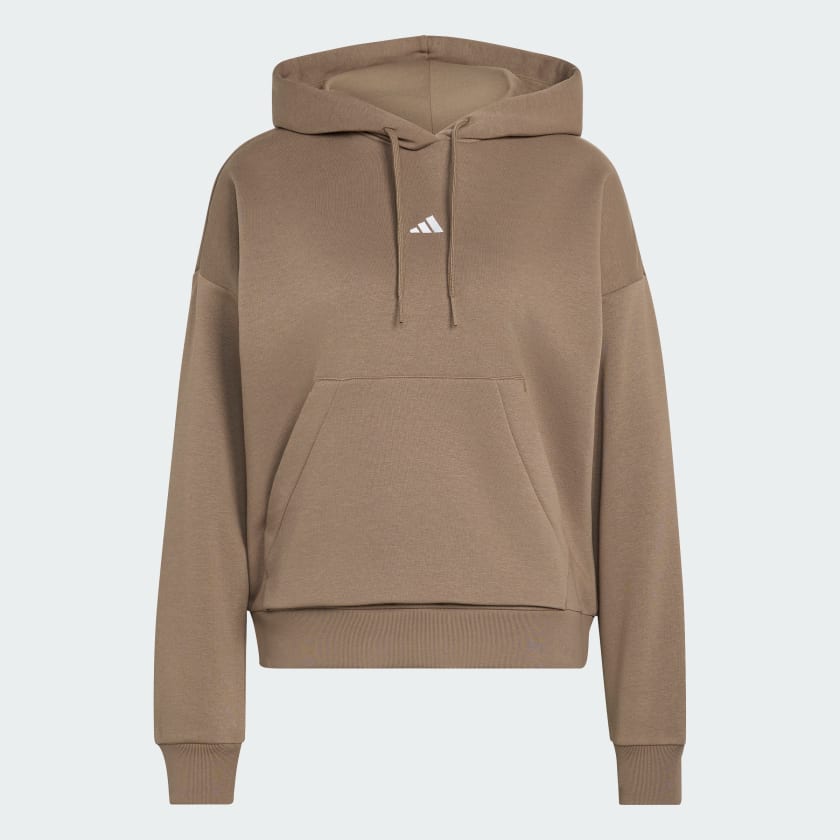 Adidas Essentials Small Logo Feel Cozy, Felpa Con Cappuccio Donna - Khaki