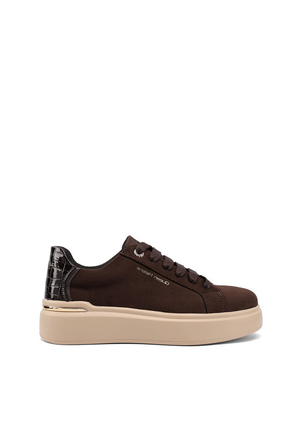 QUEEN HELENA X35-3, Sneaker Donna Platform Con Dettagli Coccodrillo - Marrone, Beige, Nero