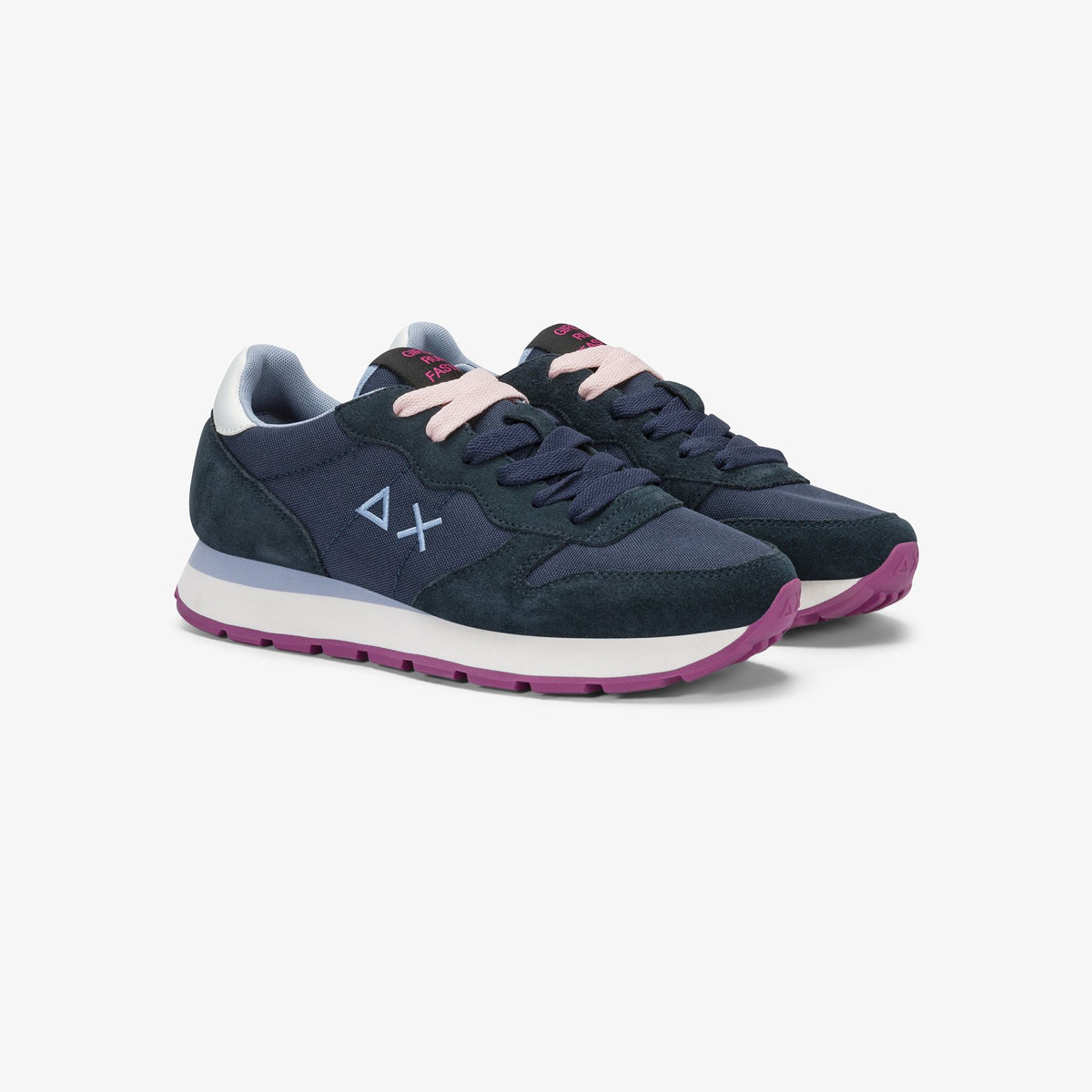 Sun68 Ally Solid, Sneaker Donna Platform - Bianco Panna, Navy Blue