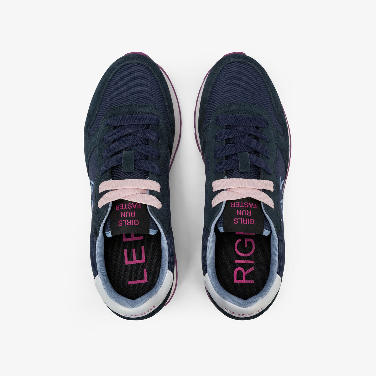 Sun68 Ally Solid, Sneaker Donna Platform - Bianco Panna, Navy Blue