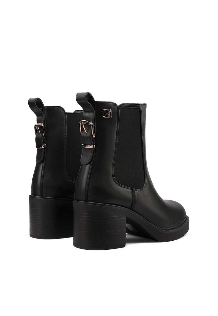QUEEN HELENA X35-82, Stivaletti Chelsea Donna Con Tacco Largo e Inserto Elastico - Marrone Scuro, Nero