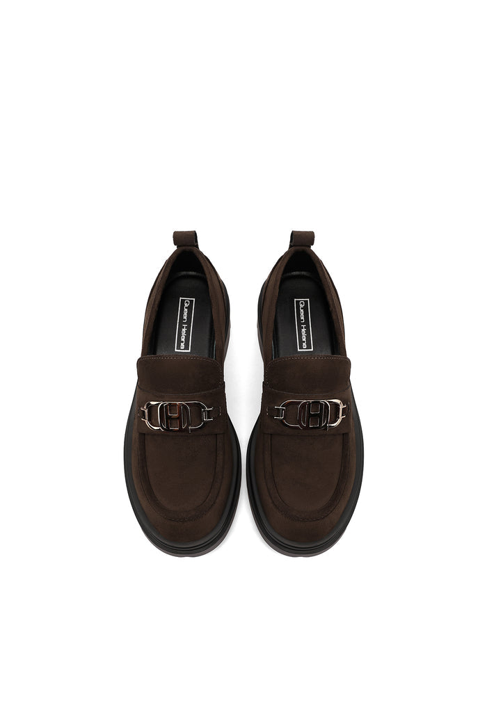 QUEEN HELENA X35-68, Mocassini Donna Platform Con Morsetto e Suola Chunky - Nero, Marrone Scuro
