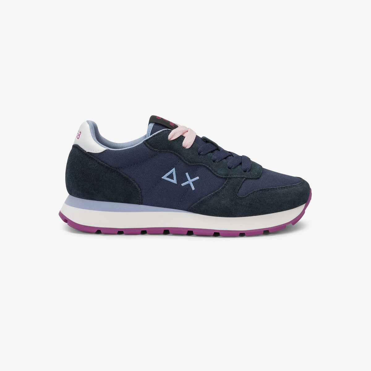 Sun68 Ally Solid, Sneaker Donna Platform - Bianco Panna, Navy Blue