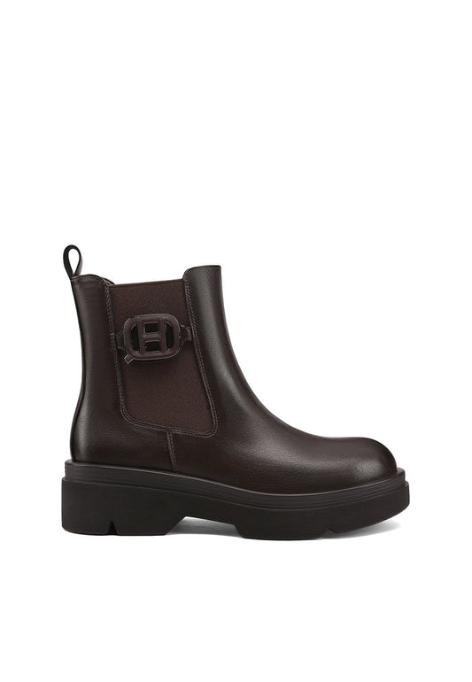 QUEEN HELENA X35-69, Stivaletti Chelsea Donna Con Fibbia Gioiello e Suola Chunky - Marrone