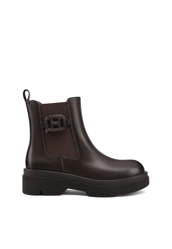 QUEEN HELENA X35-69, Stivaletti Chelsea Donna Con Fibbia Gioiello e Suola Chunky - Marrone