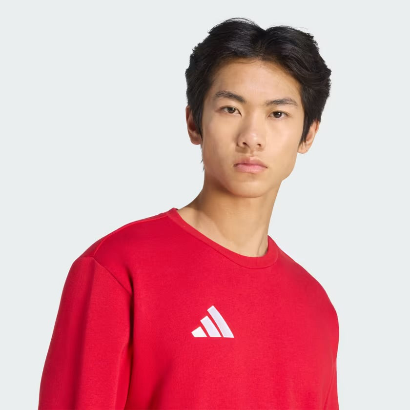 Adidas Entrada26 Sweat Top, Felpa Senza Cappuccio Uomo - Nero, Rosso