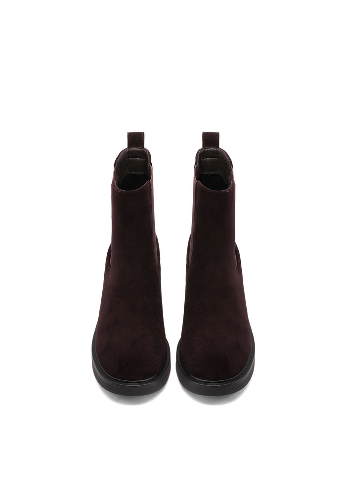 QUEEN HELENA X35-82, Stivaletti Chelsea Donna Con Tacco Largo e Inserto Elastico - Marrone Scuro, Nero