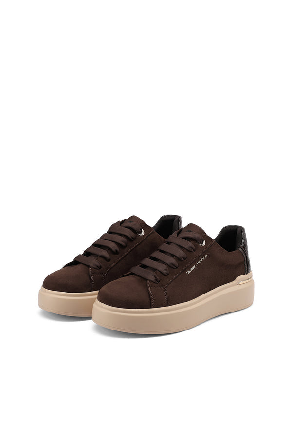 QUEEN HELENA X35-3, Sneaker Donna Platform Con Dettagli Coccodrillo - Marrone, Beige, Nero