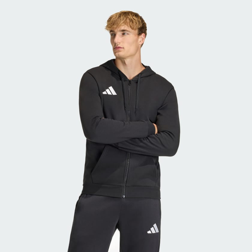 Adidas Entrada 26, Felpa Con Zip e Cappuccio Uomo - Nero