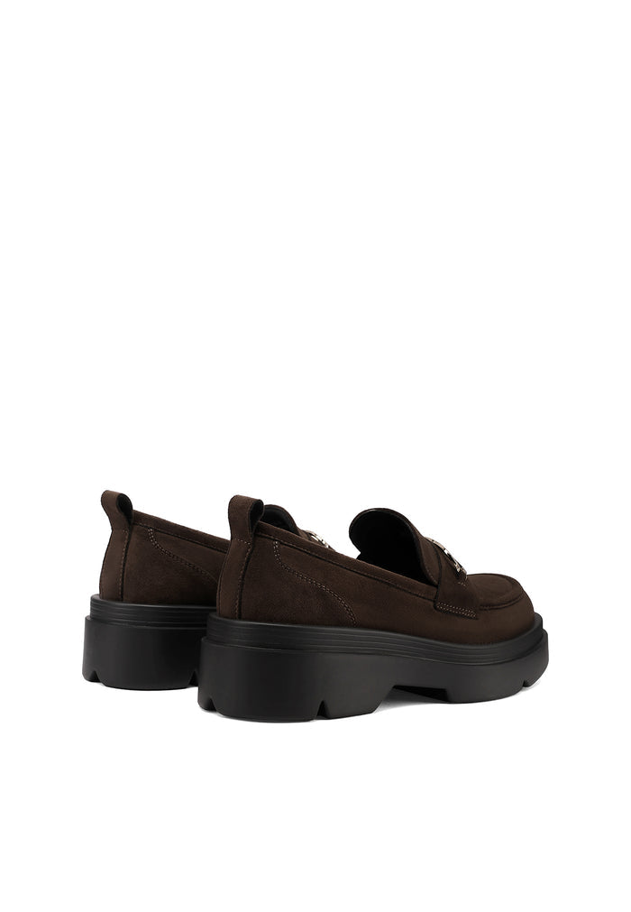 QUEEN HELENA X35-68, Mocassini Donna Platform Con Morsetto e Suola Chunky - Nero, Marrone Scuro