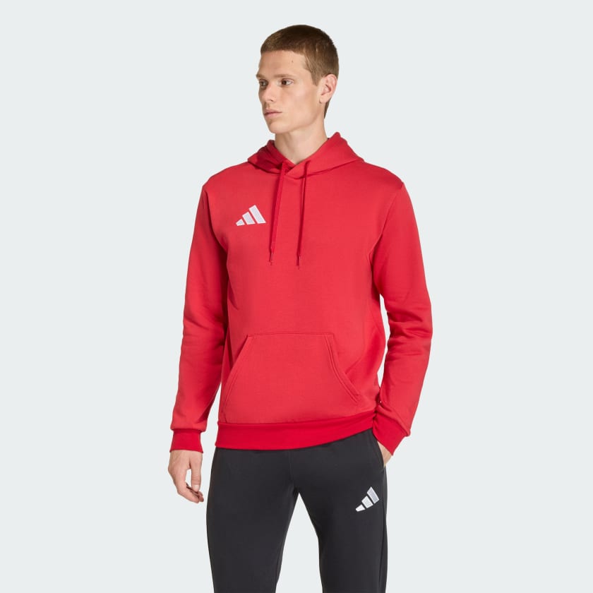 Adidas Entrada 26, Felpa Con Cappuccio Uomo - Rosso, Giallo