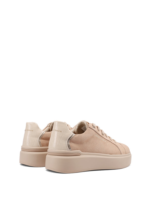 QUEEN HELENA X35-3, Sneaker Donna Platform Con Dettagli Coccodrillo - Marrone, Beige, Nero