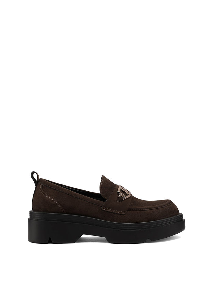 QUEEN HELENA X35-68, Mocassini Donna Platform Con Morsetto e Suola Chunky - Nero, Marrone Scuro