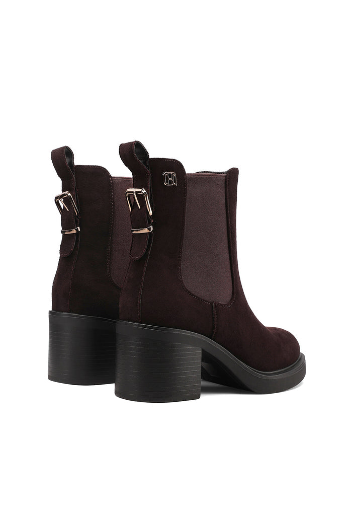 QUEEN HELENA X35-82, Stivaletti Chelsea Donna Con Tacco Largo e Inserto Elastico - Marrone Scuro, Nero