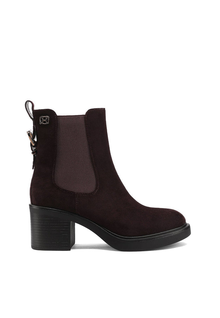 QUEEN HELENA X35-82, Stivaletti Chelsea Donna Con Tacco Largo e Inserto Elastico - Marrone Scuro, Nero