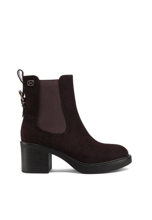 QUEEN HELENA X35-82, Stivaletti Chelsea Donna Con Tacco Largo e Inserto Elastico - Marrone Scuro, Nero