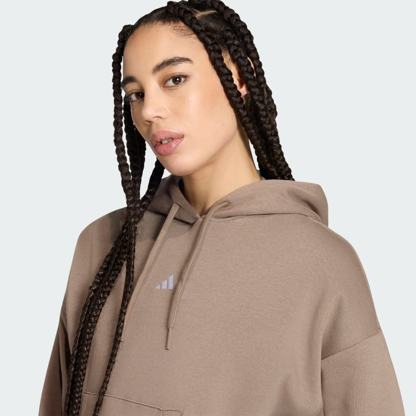 Adidas Essentials Small Logo Feel Cozy, Felpa Con Cappuccio Donna - Khaki
