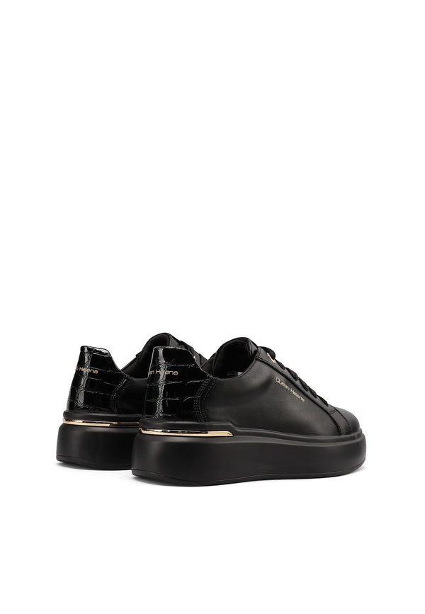 QUEEN HELENA X35-3, Sneaker Donna Platform Con Dettagli Coccodrillo - Marrone, Beige, Nero