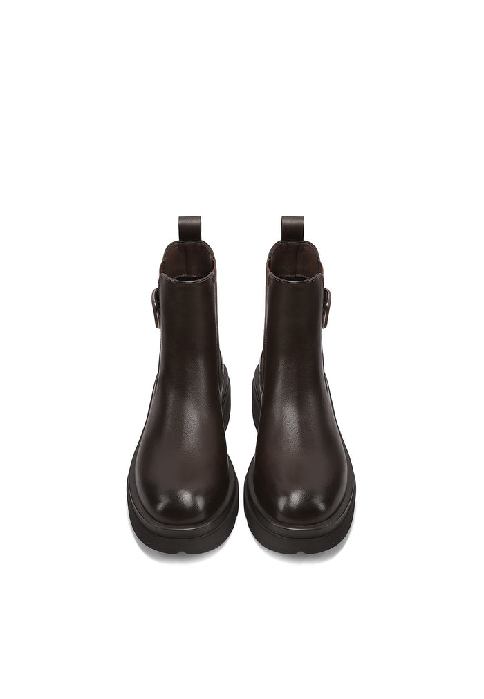 QUEEN HELENA X35-69, Stivaletti Chelsea Donna Con Fibbia Gioiello e Suola Chunky - Marrone