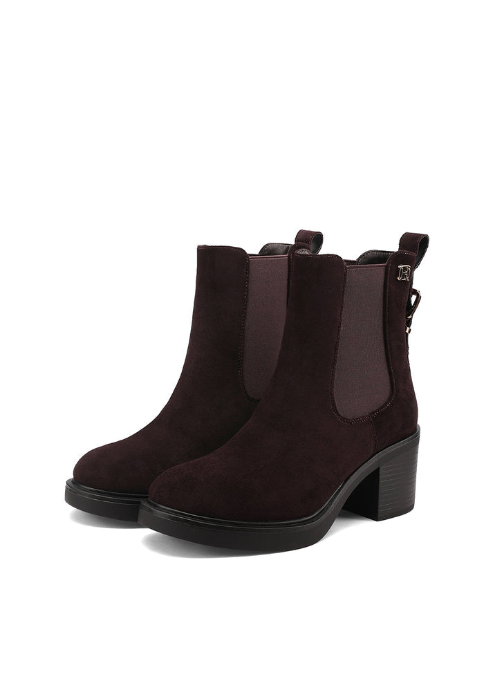 QUEEN HELENA X35-82, Stivaletti Chelsea Donna Con Tacco Largo e Inserto Elastico - Marrone Scuro, Nero