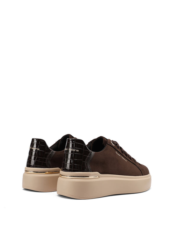QUEEN HELENA X35-3, Sneaker Donna Platform Con Dettagli Coccodrillo - Marrone, Beige, Nero