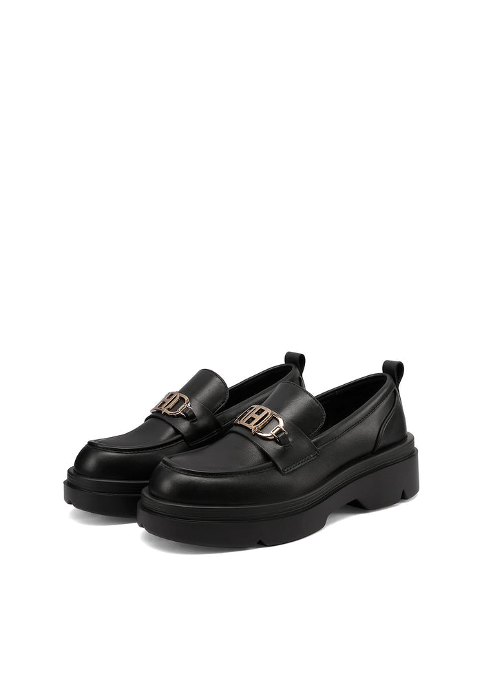 QUEEN HELENA X35-68, Mocassini Donna Platform Con Morsetto e Suola Chunky - Nero, Marrone Scuro