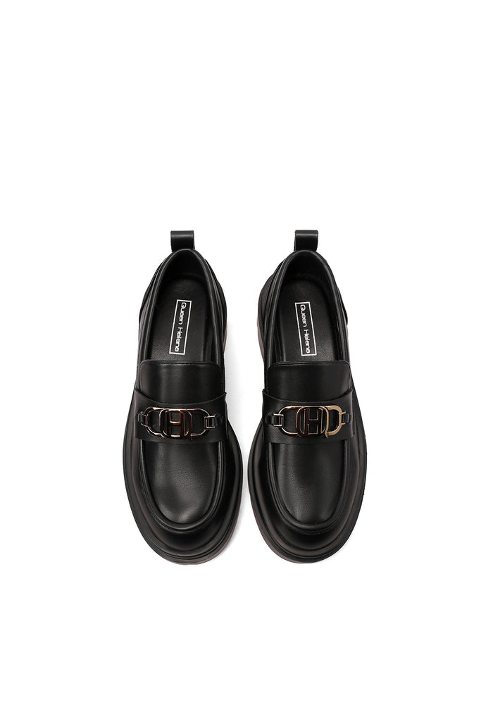 QUEEN HELENA X35-68, Mocassini Donna Platform Con Morsetto e Suola Chunky - Nero, Marrone Scuro