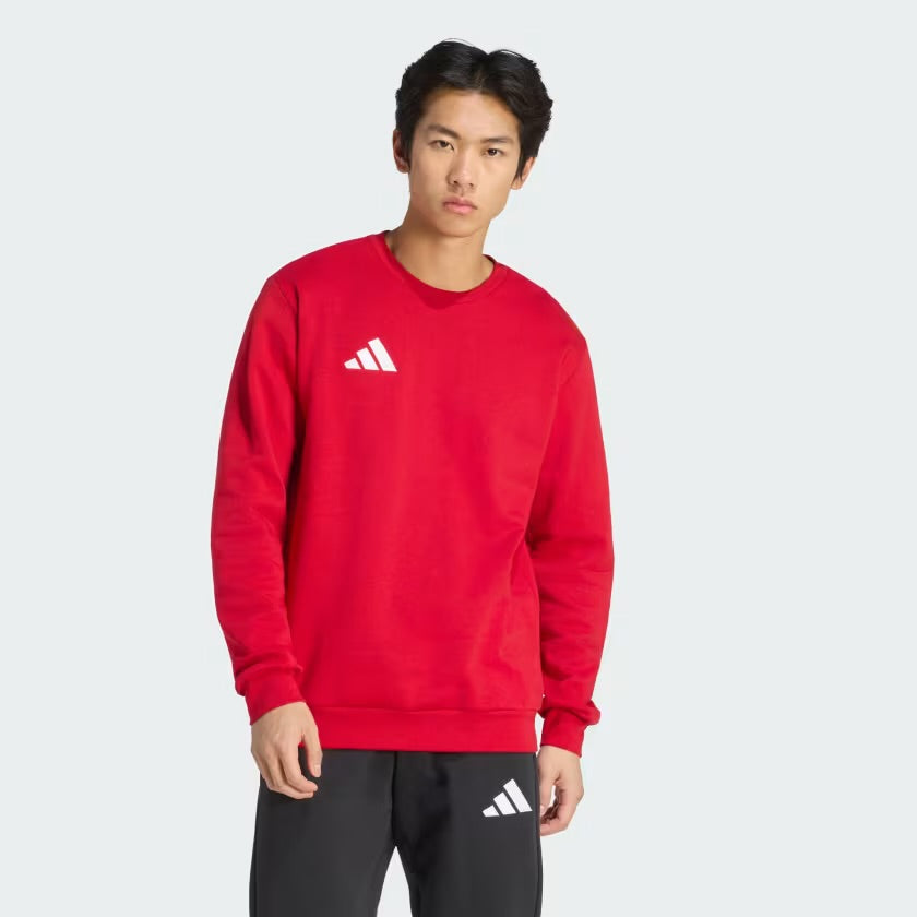 Adidas Entrada26 Sweat Top, Felpa Senza Cappuccio Uomo - Nero, Rosso