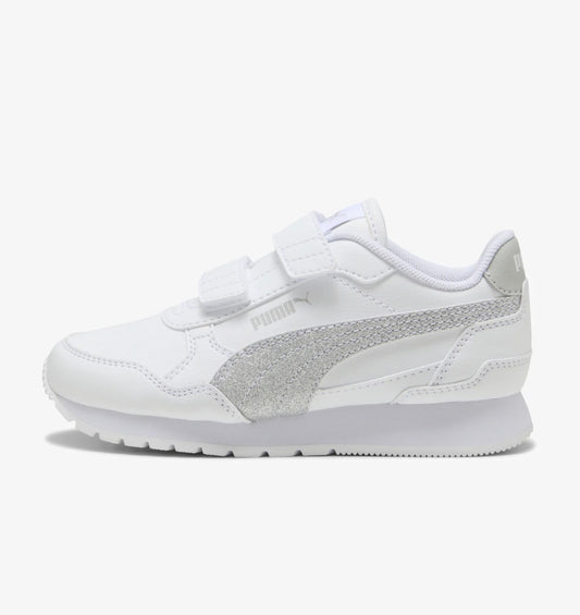 Puma ST Runner V4 SL Glitter V PS, Sneaker Bambina - Bianco/Argento